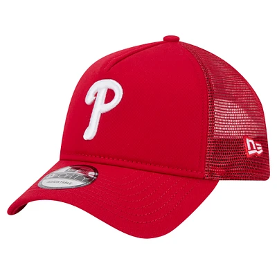 Men's New Era Red Philadelphia Phillies 9FORTY A-Frame Trucker Adjustable Hat