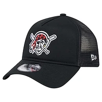 Men's New Era Black Pittsburgh Pirates 9FORTY A-Frame Trucker Adjustable Hat