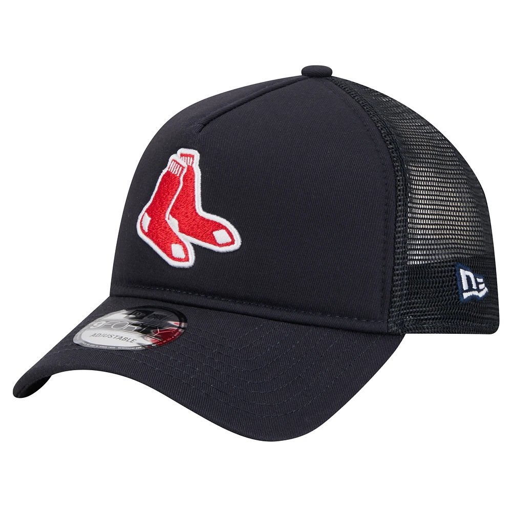 Men's New Era Navy Boston Red Sox 9FORTY A-Frame Trucker Adjustable Hat