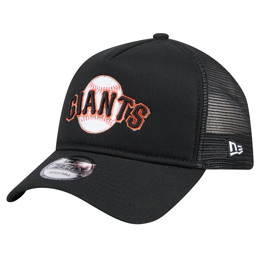 Men's New Era Black San Francisco Giants 9FORTY A-Frame Trucker Adjustable Hat