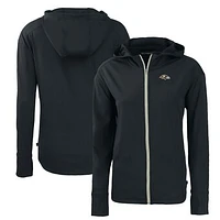 Women's Cutter & Buck Black Baltimore Ravens Primary Mark Daybreak Eco Recycled Full-Zip Hoodie