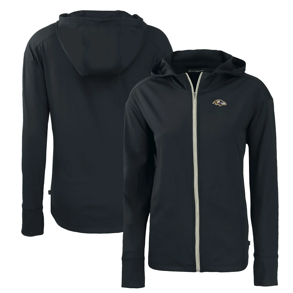 Women's Cutter & Buck Black Baltimore Ravens Primary Mark Daybreak Eco Recycled Full-Zip Hoodie