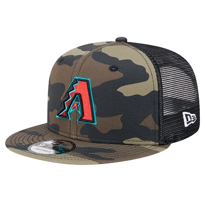 Men's New Era Camo Arizona Diamondbacks Woodland Trucker 9FIFTY Snapback Hat