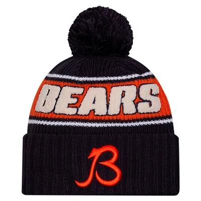 Men's New Era Navy Chicago Bears 2024 Sideline Sport Cuffed Knit Hat with Pom