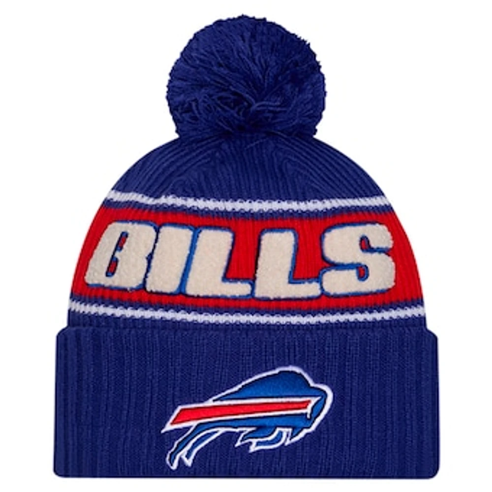 Men's New Era Royal Buffalo Bills 2024 Sideline Sport Cuffed Knit Hat with Pom