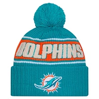 Men's New Era Aqua Miami Dolphins 2024 Sideline Sport Cuffed Knit Hat with Pom