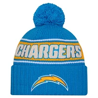 Men's New Era Powder Blue Los Angeles Chargers 2024 Sideline Sport Cuffed Knit Hat with Pom