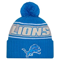 Men's New Era Blue Detroit Lions 2024 Sideline Sport Cuffed Knit Hat with Pom