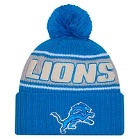 Men's New Era Blue Detroit Lions 2024 Sideline Sport Cuffed Knit Hat with Pom