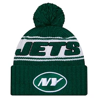 Men's New Era Green New York Jets 2024 Sideline Sport Cuffed Knit Hat with Pom