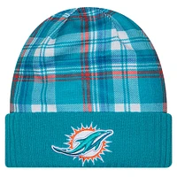 Men's New Era Aqua Miami Dolphins Sideline Statement Cuffed Knit Hat