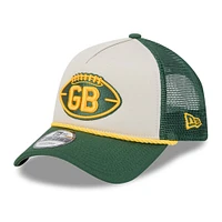 Men's New Era Stone/Green Green Bay Packers 2024 NFL Sideline Historic 9FORTY A-Frame Trucker Adjustable Hat