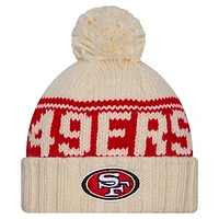 Women's New Era Cream San Francisco 49ers 2024 Sideline Cuffed Knit Hat with Pom