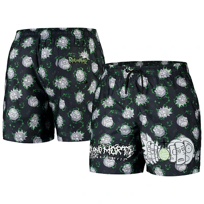 Men's Freeze Max Black Rick And Morty '90s Rave Rickvival Allover Print Shorts