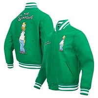 Men's Freeze Max Homer Simpson Kelly Green The Simpsons Hiding in the Bushes Full-Zip Varsity Jacket
