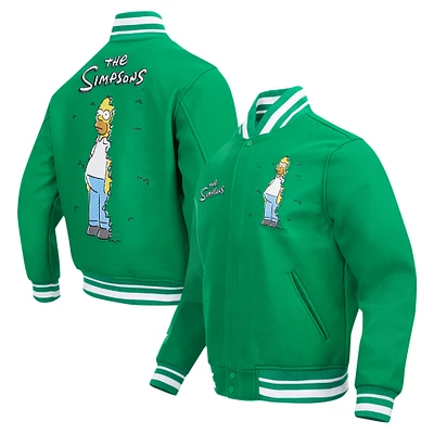 Men's Freeze Max Homer Simpson Kelly Green The Simpsons Hiding in the Bushes Full-Zip Varsity Jacket