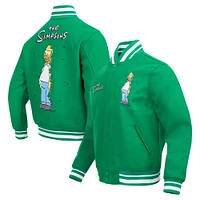 Men's Freeze Max Homer Simpson Kelly Green The Simpsons Hiding in the Bushes Full-Zip Varsity Jacket
