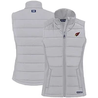 Women's Cutter & Buck Gray Arizona Cardinals Primary Mark Evoke PrimaLoft Hybrid Eco Softshell Recycled Full-Zip Vest