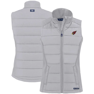Women's Cutter & Buck Gray Arizona Cardinals Primary Mark Evoke PrimaLoft Hybrid Eco Softshell Recycled Full-Zip Vest