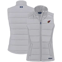 Women's Cutter & Buck Gray Arizona Cardinals Primary Mark Evoke PrimaLoft Hybrid Eco Softshell Recycled Full-Zip Vest
