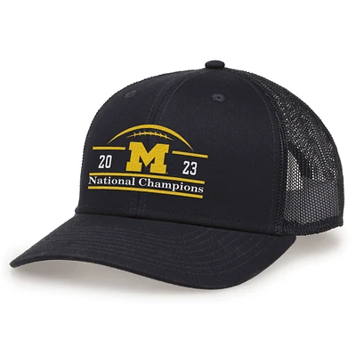 Men's The Game  Navy Michigan Wolverines College Football Playoff 2023 National Champions Trucker Adjustable Hat