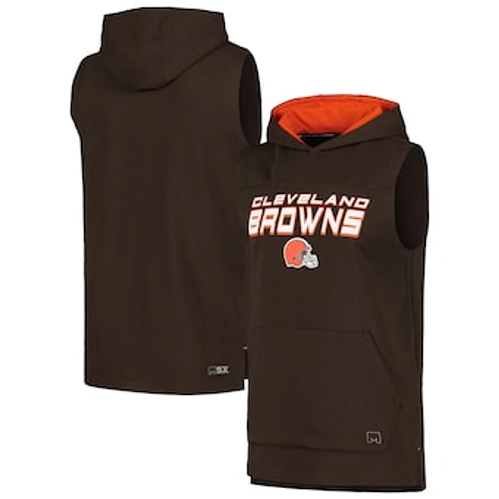 Men's MSX by Michael Strahan Brown Cleveland Browns Captain Sleeveless Hoodie T-Shirt