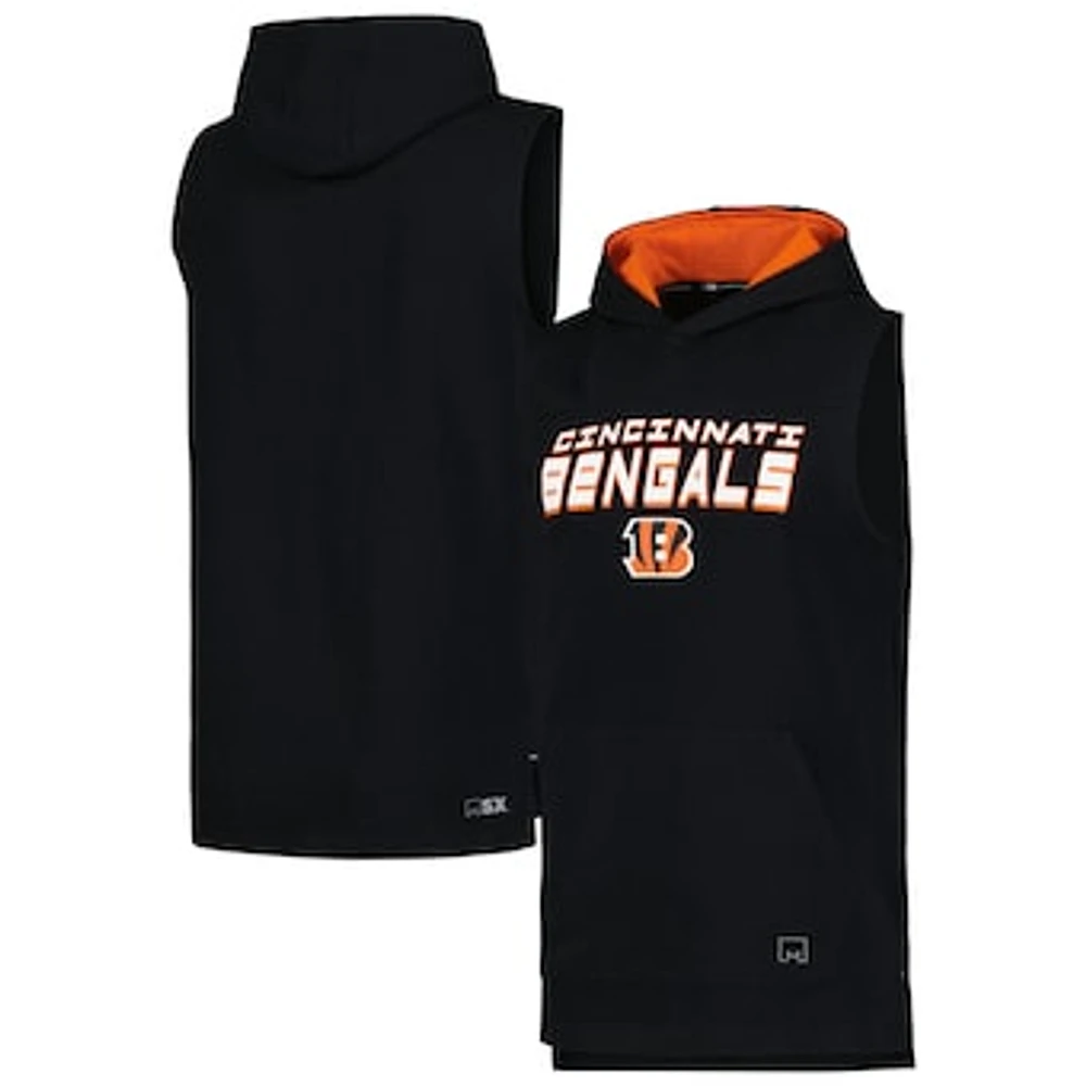 Men's MSX by Michael Strahan Black Cincinnati Bengals Captain Sleeveless Hoodie T-Shirt