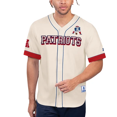 Men's Starter Cream New England Patriots Relay Vintage Full-Button Baseball Top