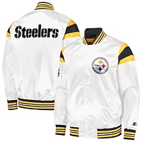 Men's Starter White Pittsburgh Steelers Satin Full-Snap Varsity Jacket