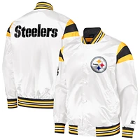 Men's Starter White Pittsburgh Steelers Satin Full-Snap Varsity Jacket