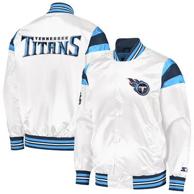 Men's Starter White Tennessee Titans Satin Full-Snap Varsity Jacket