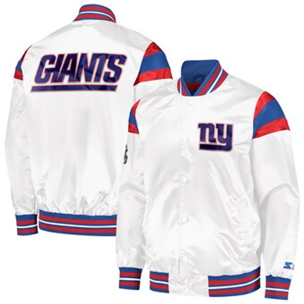 Men's Starter White New York Giants Satin Full-Snap Varsity Jacket