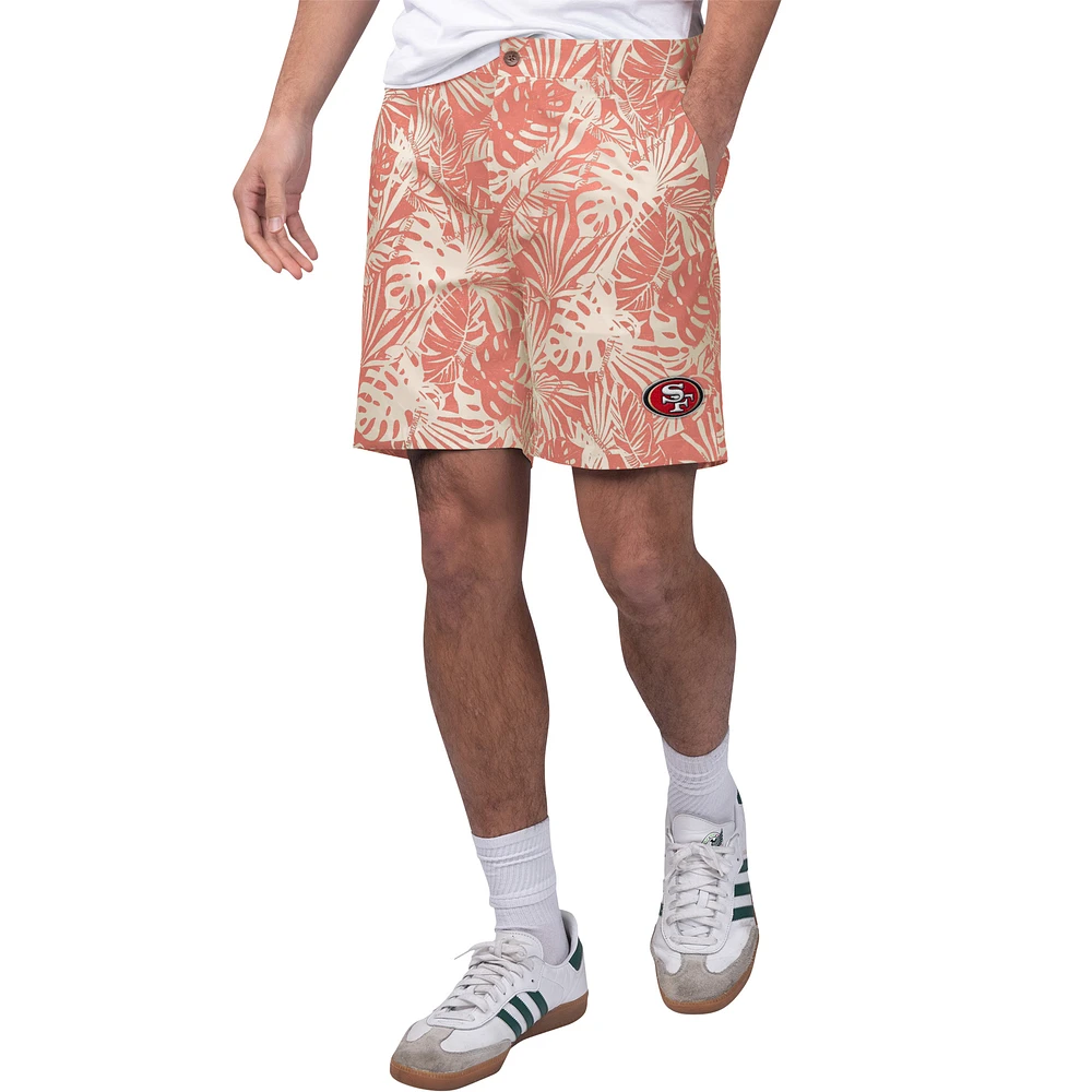 Men's Margaritaville Scarlet San Francisco 49ers Sandwashed Monstera Print Amphib Shorts