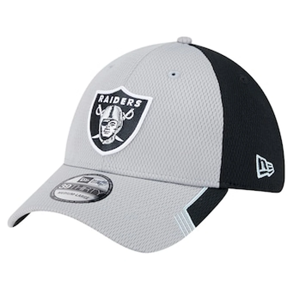 Men's New Era Gray Las Vegas Raiders Active Visor Trim 39THIRTY Flex Hat