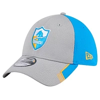 Men's New Era Gray Los Angeles Chargers Throwback Active Visor Trim 39THIRTY Flex Hat