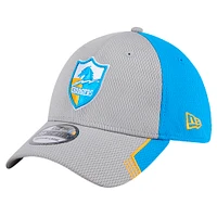 Men's New Era Gray Los Angeles Chargers Throwback Active Visor Trim 39THIRTY Flex Hat