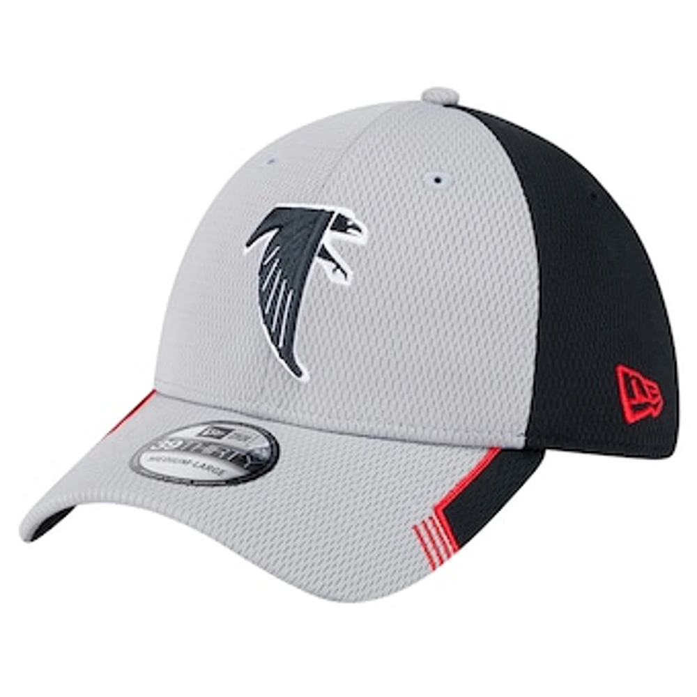 Men's New Era Gray Atlanta Falcons Throwback Active Visor Trim 39THIRTY Flex Hat