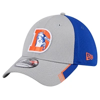 Men's New Era Gray Denver Broncos Throwback Active Visor Trim 39THIRTY Flex Hat