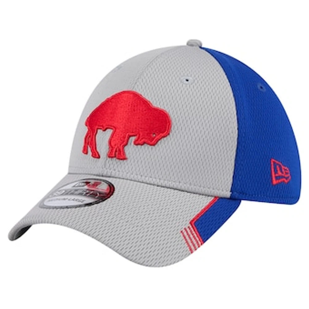 Men's New Era Gray Buffalo Bills Throwback Active Visor Trim 39THIRTY Flex Hat