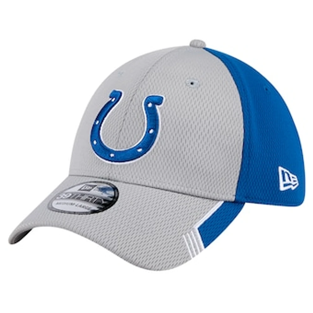 Men's New Era Gray Indianapolis Colts Active Visor Trim 39THIRTY Flex Hat