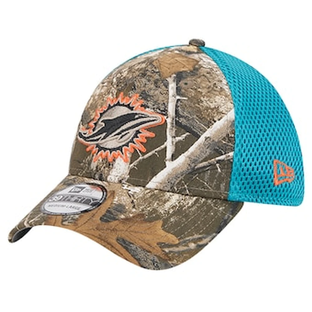 Men's New Era Realtree Camo/Aqua Miami Dolphins Active 39THIRTY Flex Hat