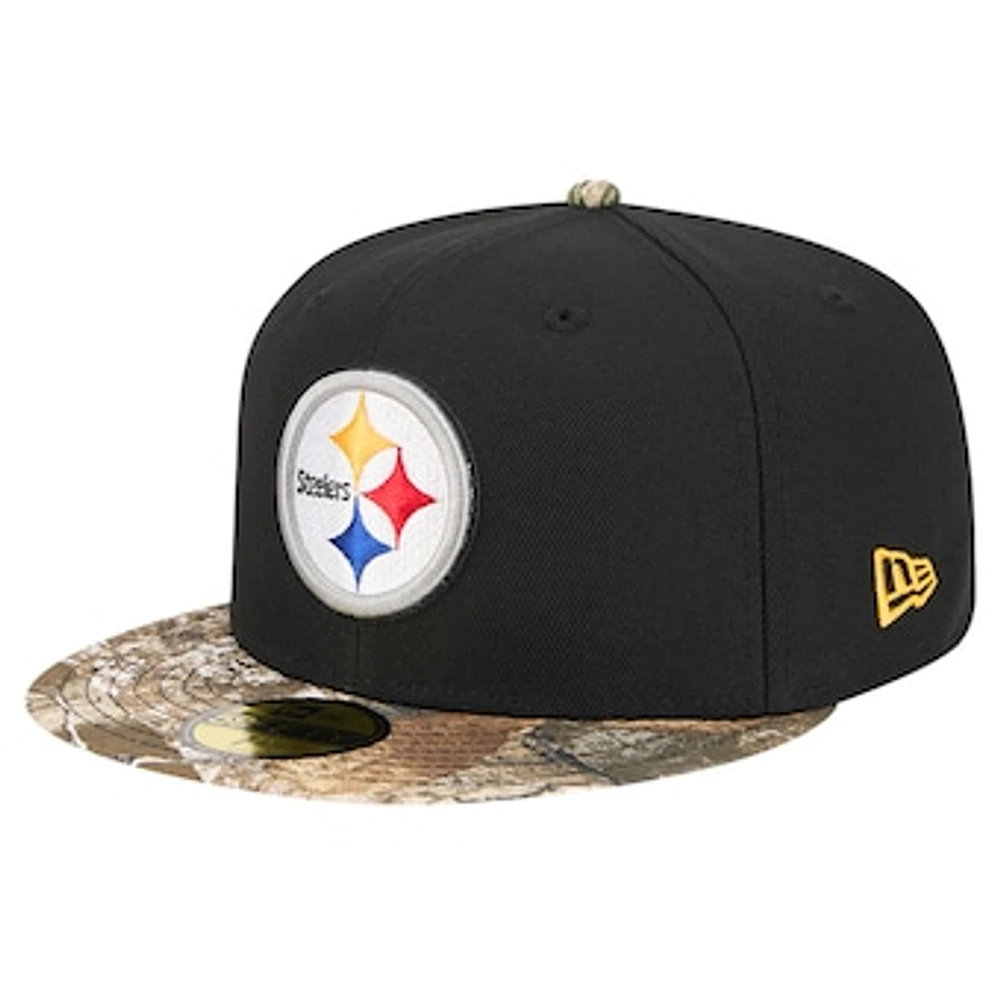 Men's New Era Black Pittsburgh Steelers Active Two-Tone Camo 59FIFTY Fitted Hat