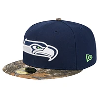 Men's New Era College Navy Seattle Seahawks Active Two-Tone Camo 59FIFTY Fitted Hat