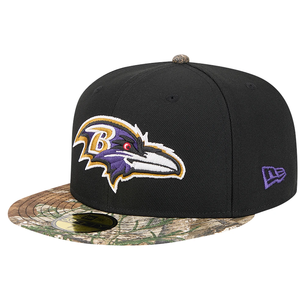 Men's New Era Black Baltimore Ravens Active Two-Tone Camo 59FIFTY Fitted Hat