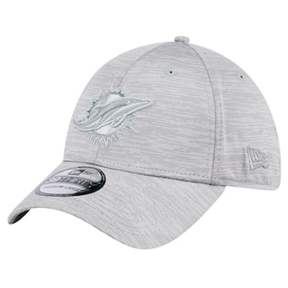 Men's New Era Gray Miami Dolphins  Active Tech 39THIRTY Flex Hat