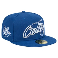 Men's New Era Royal Indianapolis Colts  Script Sided 59FIFTY Fitted Hat