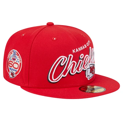 Men's New Era Red Kansas City Chiefs  Script Sided 59FIFTY Fitted Hat