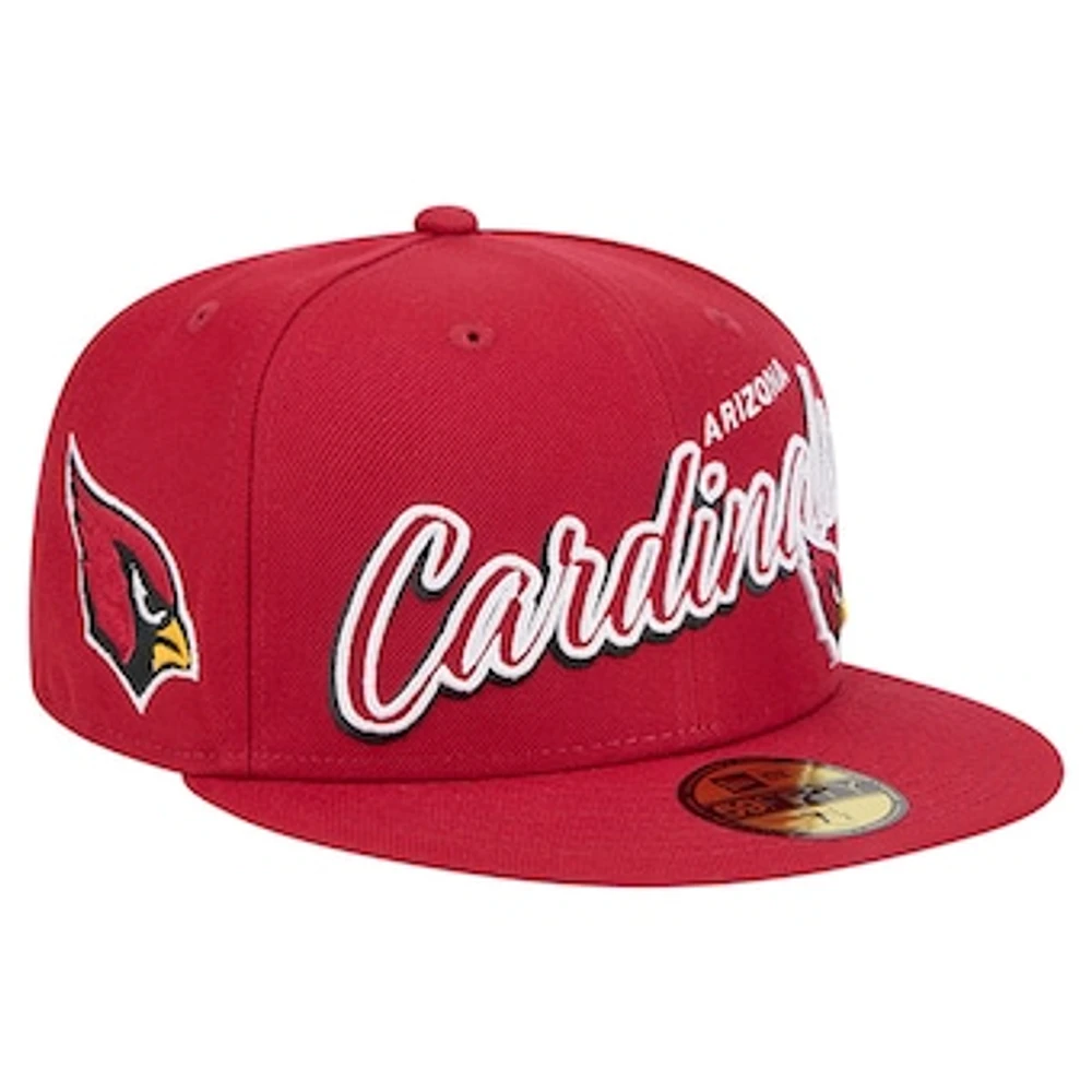 Men's New Era Cardinal Arizona Cardinals  Script Sided 59FIFTY Fitted Hat