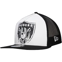 Men's New Era White/Black Las Vegas Raiders Distressed 9FIFTY A-Frame Snapback Hat