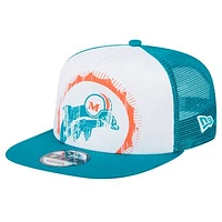 Men's New Era White/Aqua Miami Dolphins Distressed 9FIFTY A-Frame Snapback Hat